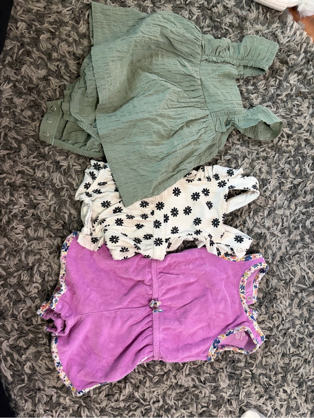 Carter's Green, White & Purple Baby Romper Set